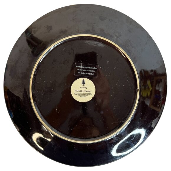 2 Woodland Home Studio Red Dinner Plates Rustic Bear & Pine Tree Design Set 11” - Picture 3 of 5